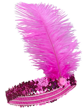 Nessiworld Fuchsia Color Feather Charleston Hair Band